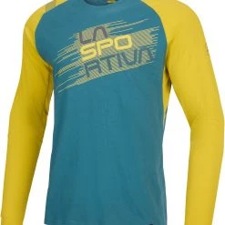 La Sportiva Stripe Evo haut à manches longues Homme, Bleu pétrole/jaune