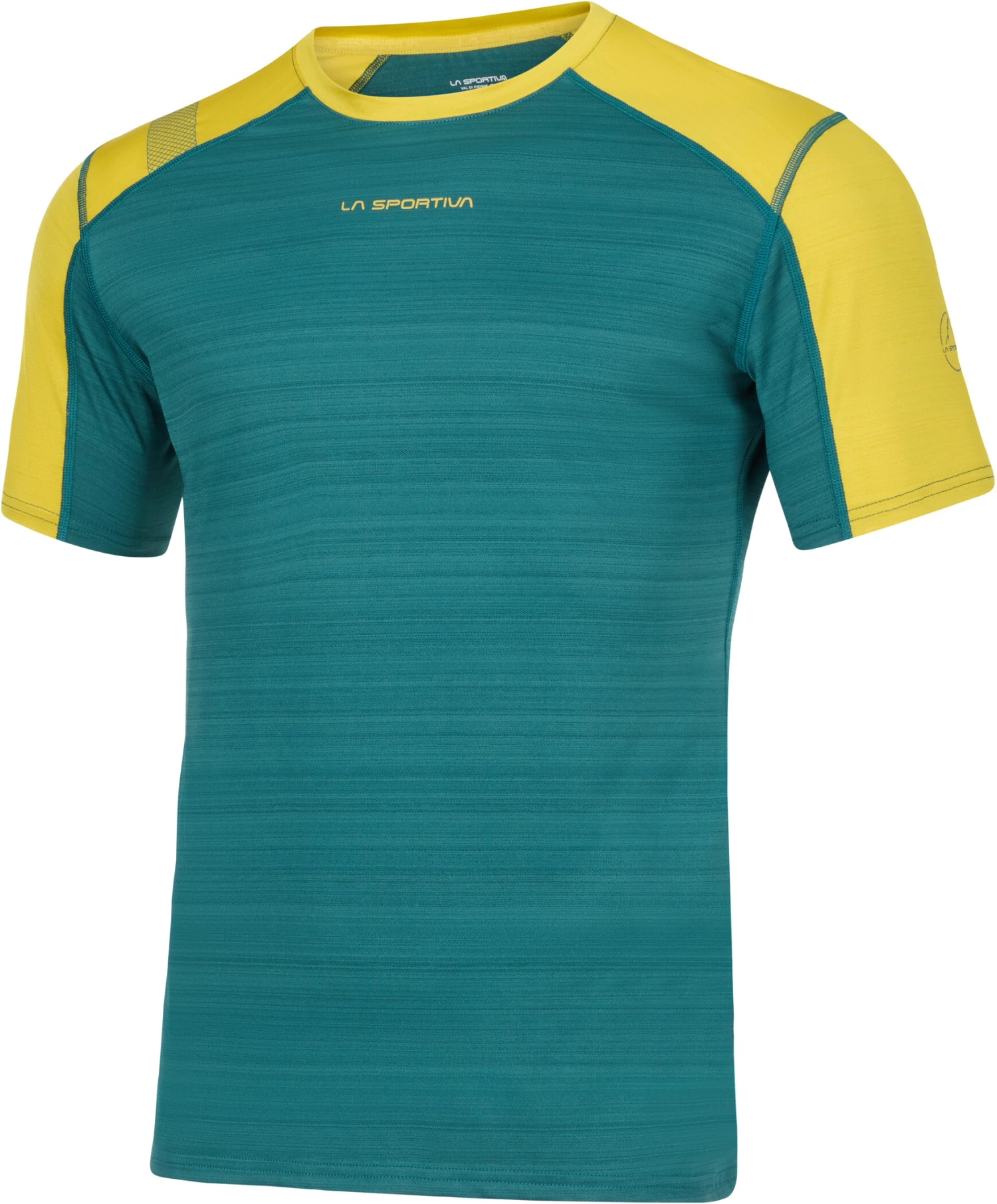 La Sportiva Sunfire T-Shirt Col Ras-Du-Cou Homme, Bleu pétrole/jaune 3 La Sportiva Sunfire T-Shirt Col Ras-Du-Cou Homme, Bleu pétrole/jaune