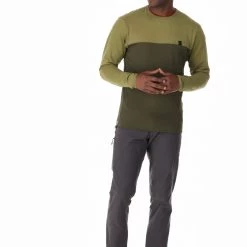 Rab Dihedral Haut Col Ras-Du-Cou Manches Longues Homme, olive -Escalade Homme Soldes rab dihedral crew ls tee men chlorite green army 5 1