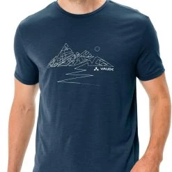 VAUDE Tekoa Wool T-shirt manches courtes Homme, bleu -Escalade Homme Soldes vaude tekoa wool ss t shirt men dark sea 3 1